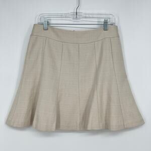 Banana Republic Basketweave Skirt Cotton Size 8 Beige Silver Dollar Fluted Mini